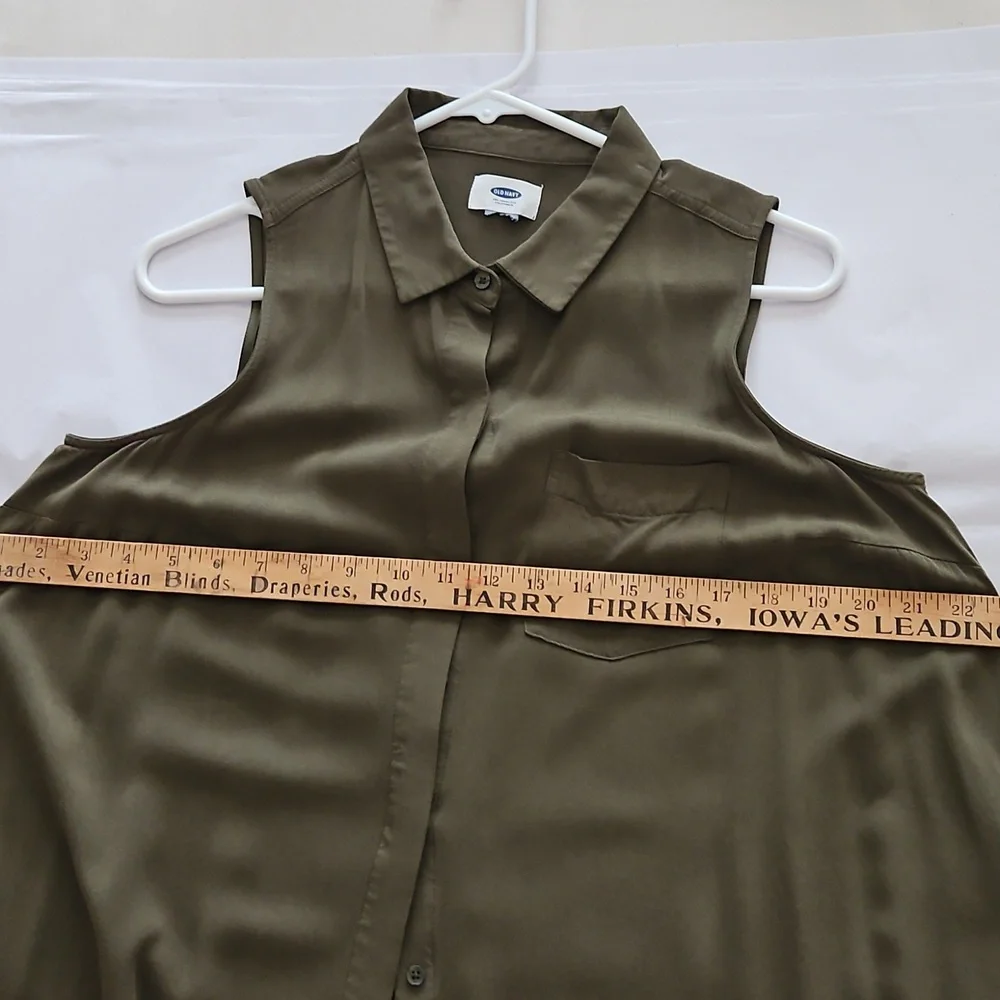 OLD NAVY Button Down Collared Tunic Dress sz M Ladies Hunter Green